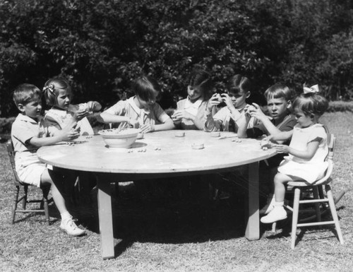 Children playing with clay