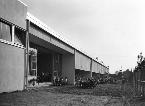 Outside the classroom, Corona Avenue School