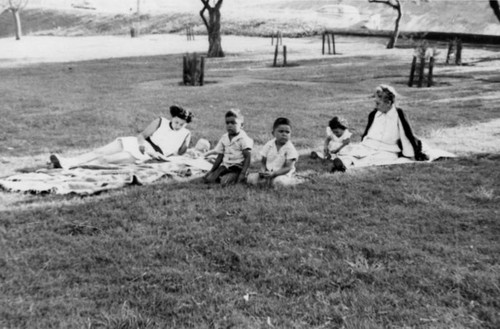 Mexican American family at park