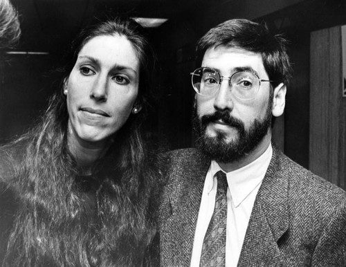 John Landis with his wife, Deborah, after the verdict