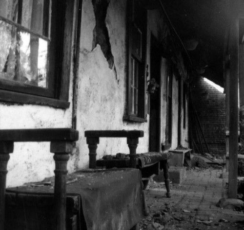 Avila Adobe porch damage