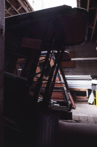 Angels Flight cars in storage