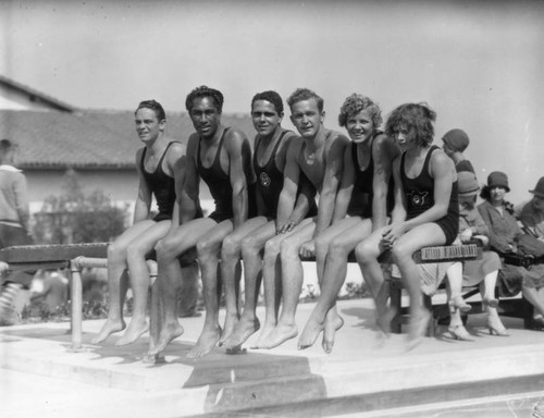 Swimmers by pool