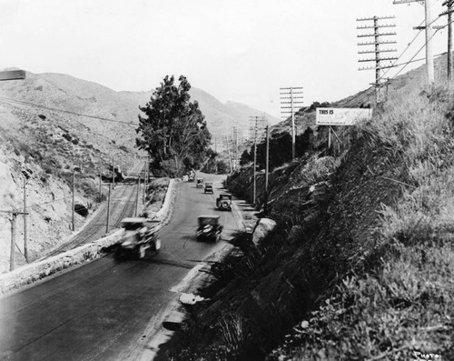 Road and tracks through the Cahuenga Pass