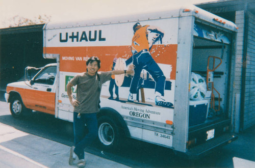 Jae Jung with a U-Haul truck