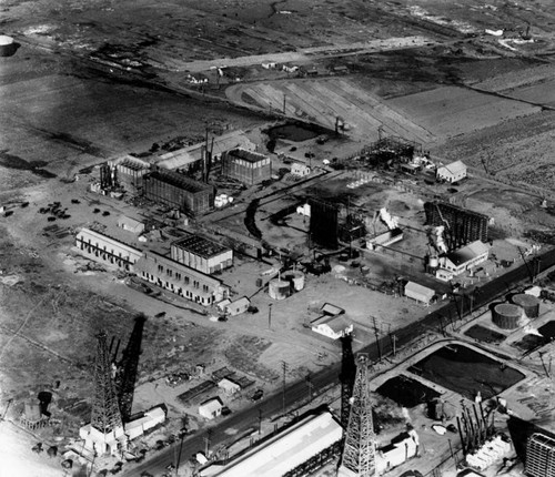 Aerial view of oil refinery