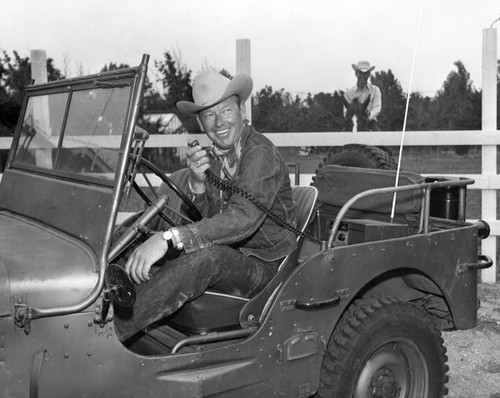 Rex Allen in jeep