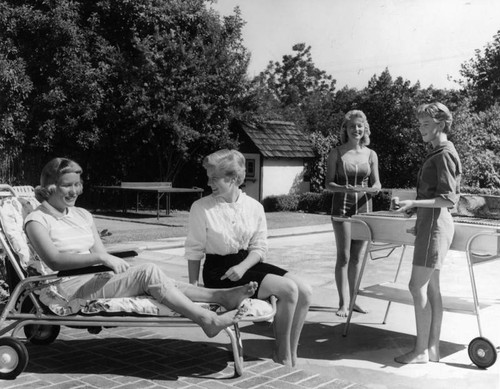 Poolside huddle