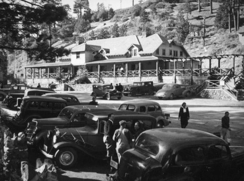 Swartout Valley Lodge front parking lot, Big Pines Recreation Camp