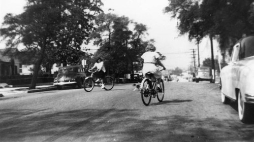 Mexcian American girls riding bikes