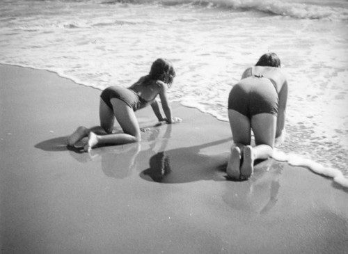 Crawling into the water at Newport Beach