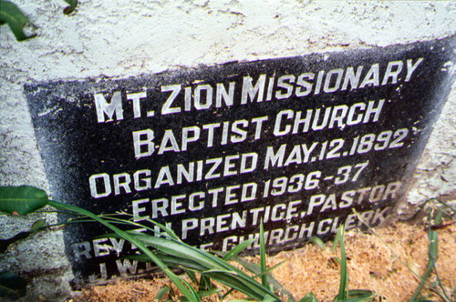 Mt. Zion Missionary Baptist Church, cornerstone