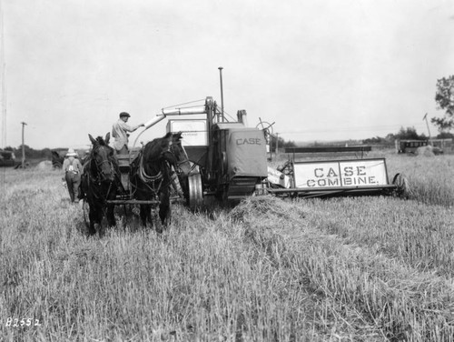 Horse-drawn combine