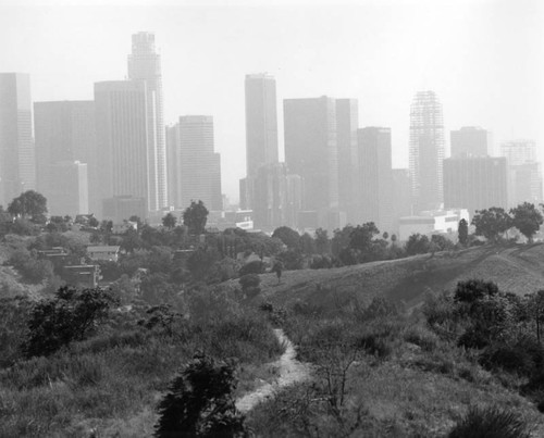 Smoggy day in downtown Los Angeles