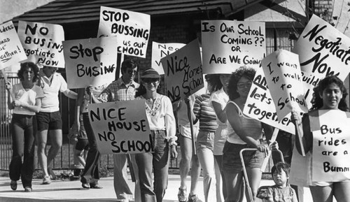 Protest of forced busing for school desegregation