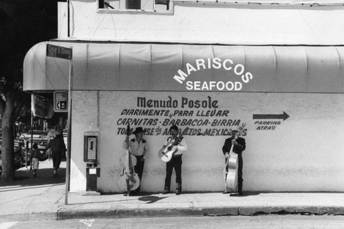 Musicians outside a restaurant, Boyle Heights