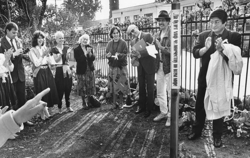 Unveiling of Peace Pole at Plummer Park in West Hollywood