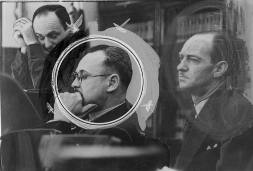 Earle Kynette and Fred Browne in courtroom