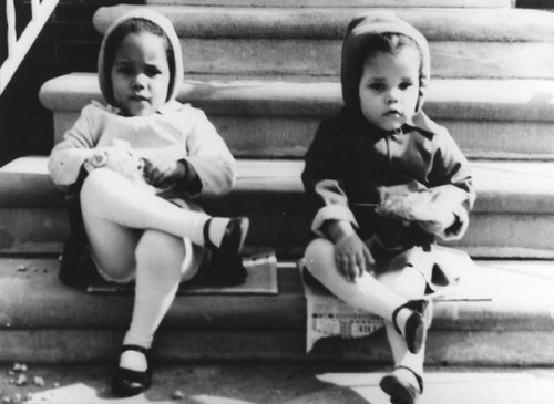 Two sisters on a porch