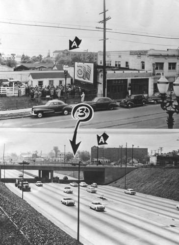 Old and new, Hollywood freeway, 2 views