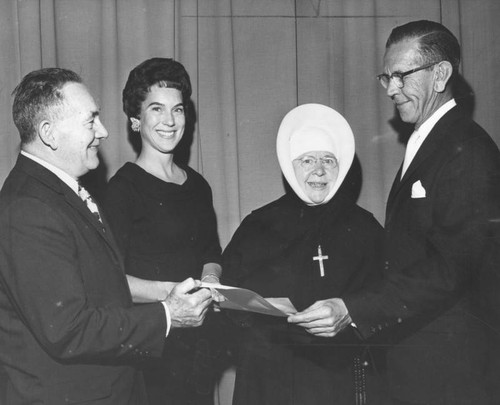 St. Joseph Hospital employees receiving service pins