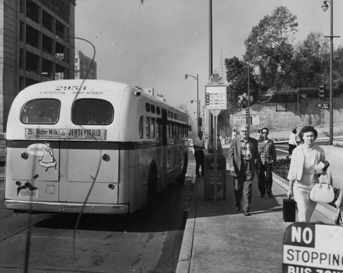 Anniversary of freeway flier, 1st Street bus stop