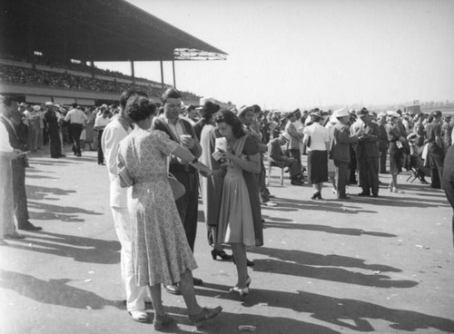 Enjoying a drink at Hollywood Park