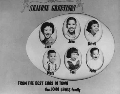 Christmas card with Chinese American children