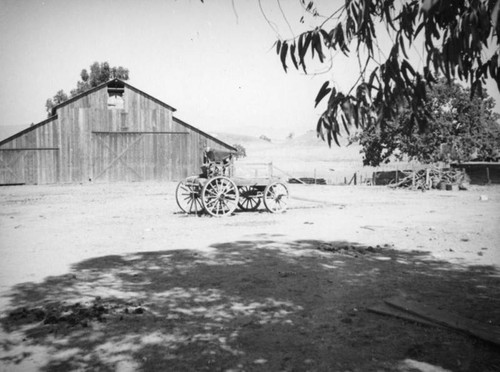 Barn and cart at Paramount Ranch — Calisphere