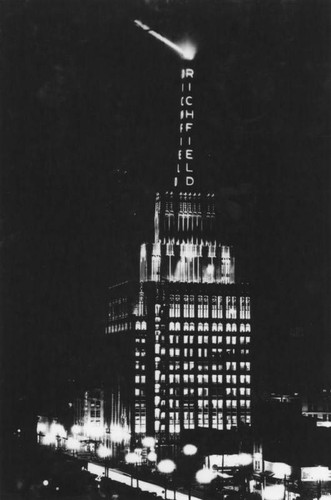 Richfield Building at night — Calisphere