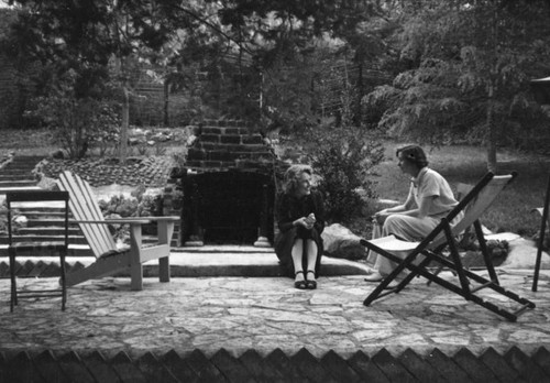 Ethel Schultheis with friend, Universal City patio