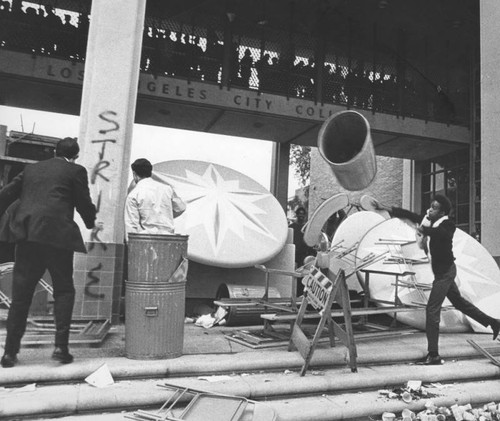 Riot scene at Los Angeles City College