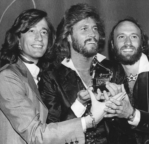 Bee Gees with one of their Grammys