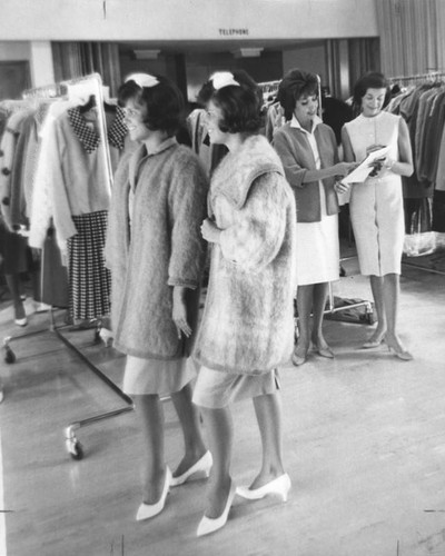 Twin models in back to school fashions at Fashion Square in San Fernando Valley