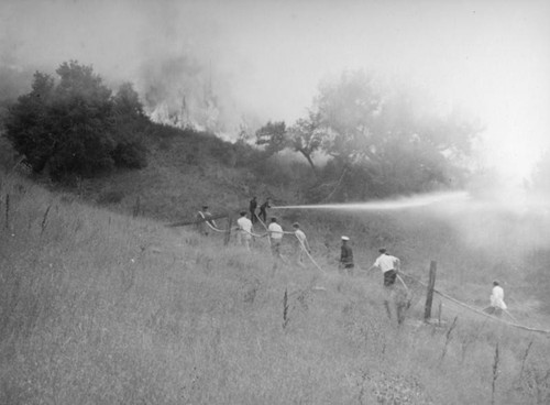 Fighting a fire, Universal Pictures Company backlot