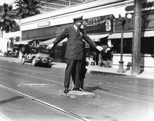 Traffic policeman in street