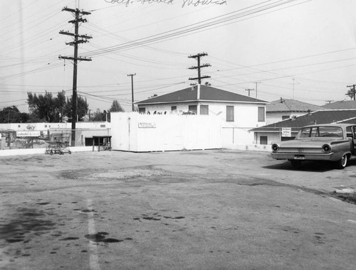 Parking lot at rear of restaurant