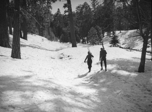 Big Pines Recreation Camp, walking with skis