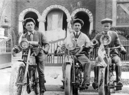 Motorcycle riders outside church