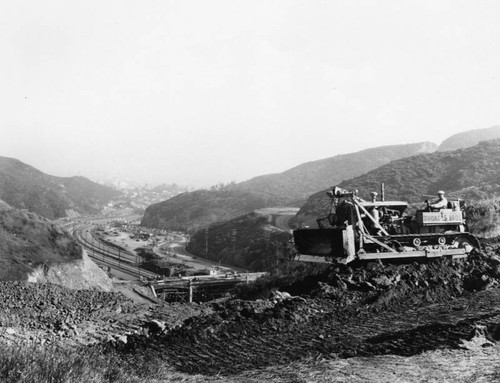 Tractor at work in Cahuenga Pass