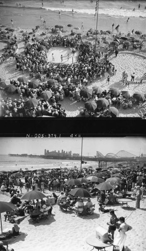 Two beach scenes at the Deauville Club