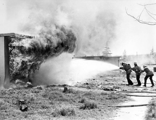 Flames leap out at firemen in demonstration