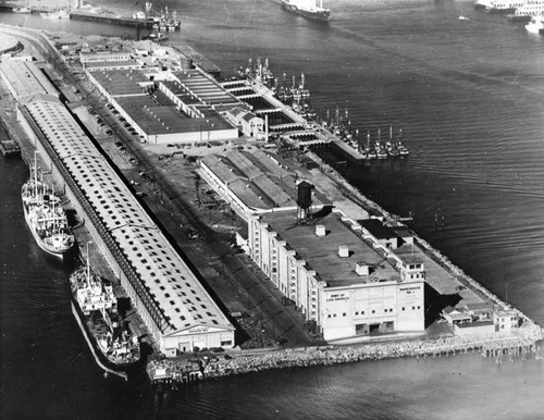 Warehouses and berths, aerial views