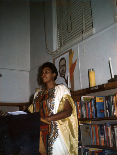 Librarian and poet Myrtle Moss Humphrey at the Vermont Square Branch Library