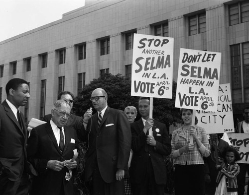 James Roosevelt attends civil rights rally