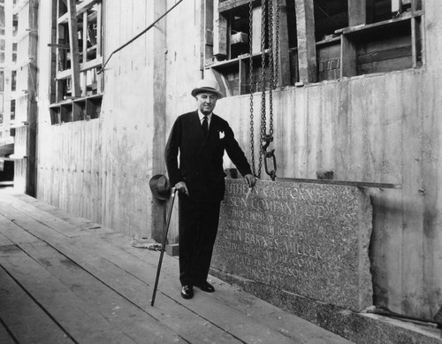 Laying cornerstone of Southern California Edison Building