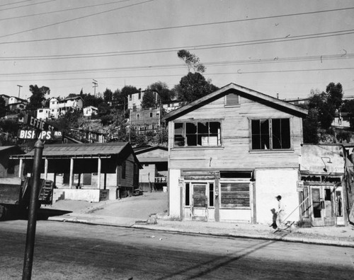 Dilapidated commercial buildings, Elysian Heights