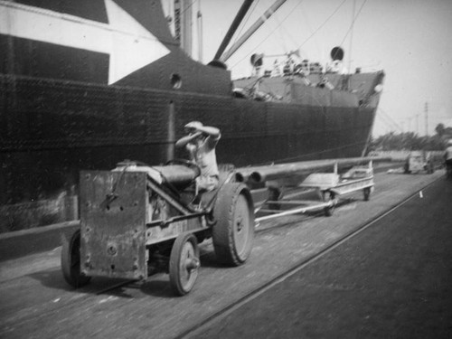 L. A. Harbor, driving pipe past the Edwin Christianson