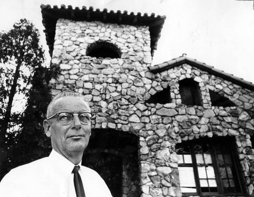 Theobald stands in front of old Tujunga City Hall--what's its future?