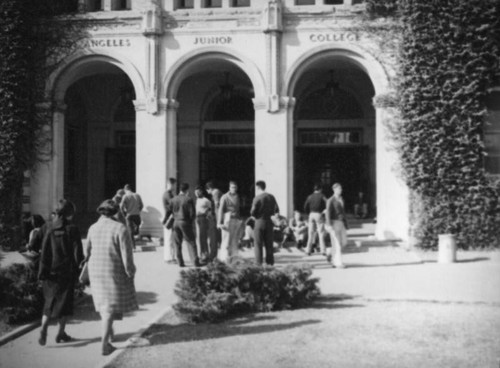 Entrance to the administration building at Los Angeles Junior College